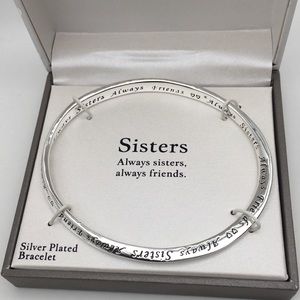 Sisters Silver Plated Asymmetrical Bangle Bracelet by Gratitude & Grace